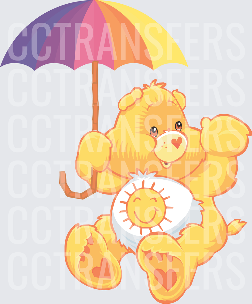 Yellow Bear Smiling Sun Belly Colorful Umbrella (DTF)