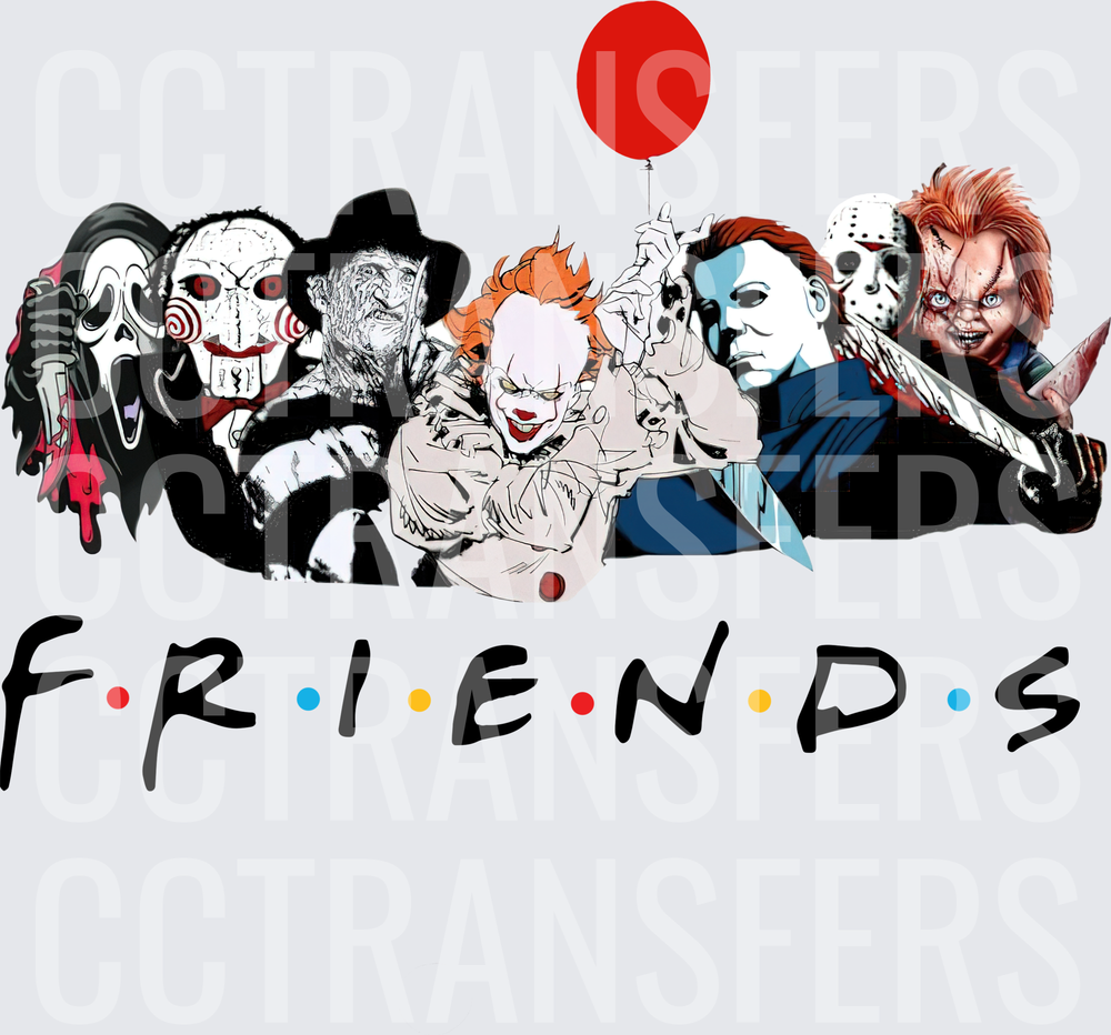 Horror Icons FRIENDS Logo with Red Balloon (DTF)