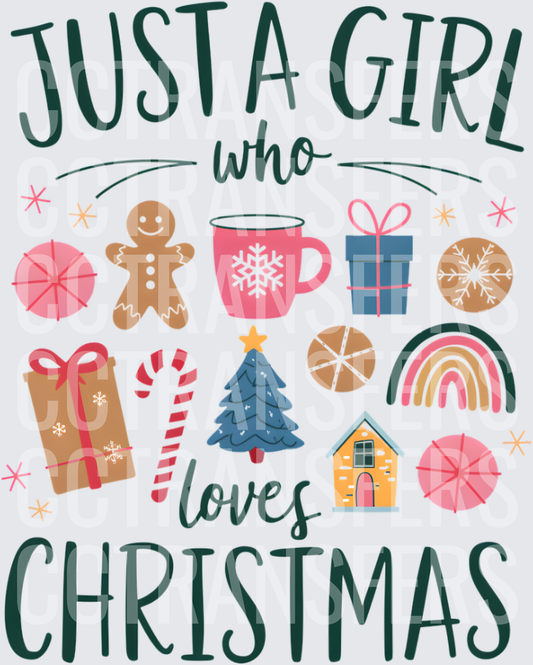 Just A Girl Who Loves Christmas Holiday Icons (DTF)