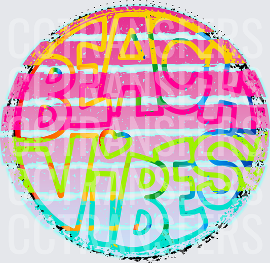 Beach Vibes Colorful Retro Circle Design (DTF)
