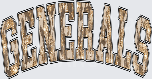 Generals Arched Glitter Camo Varsity Lettering (DTF)