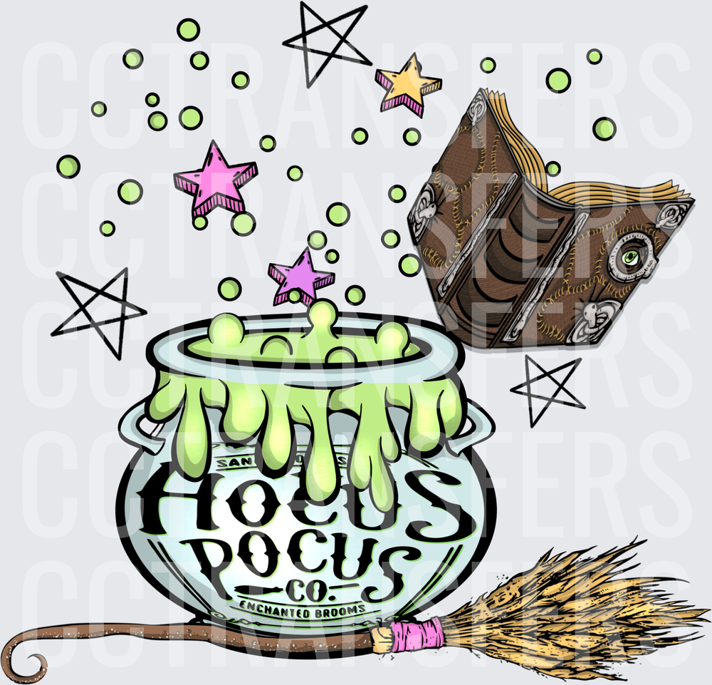 Hocus Pocus Co Enchanted Brooms Bubbling Cauldron (DTF)