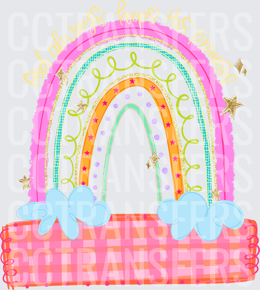 God Always Keeps His Promises Boho Rainbow (DTF)