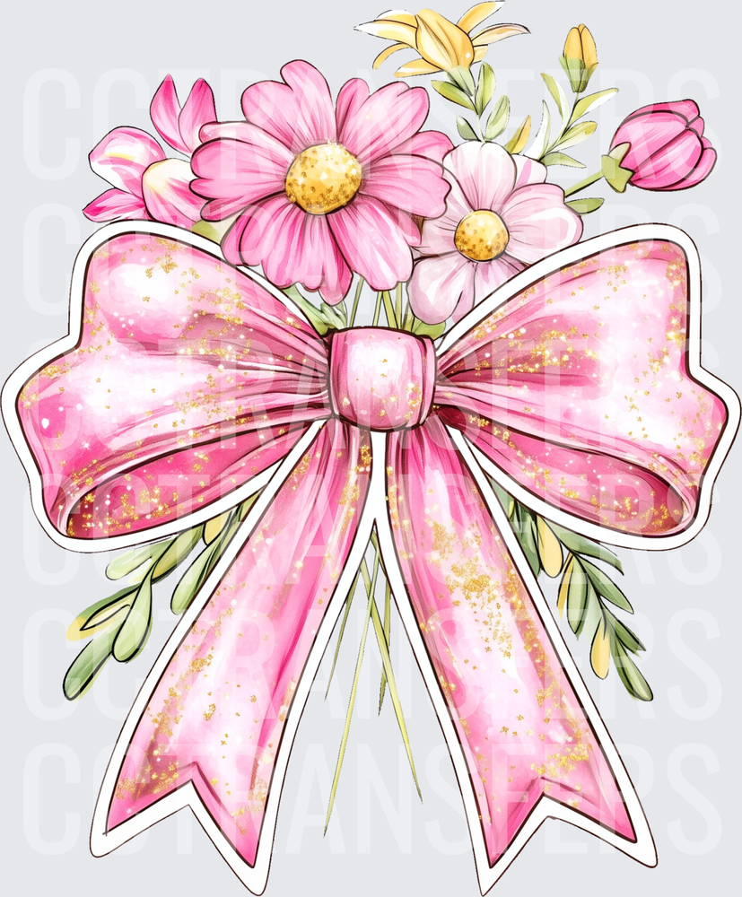 Pink Glitter Bow Wildflower Bouquet (DTF)