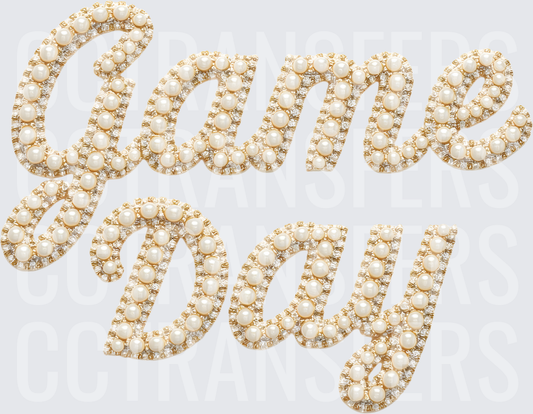 Game Day Pearl and Rhinestone Script (DTF)