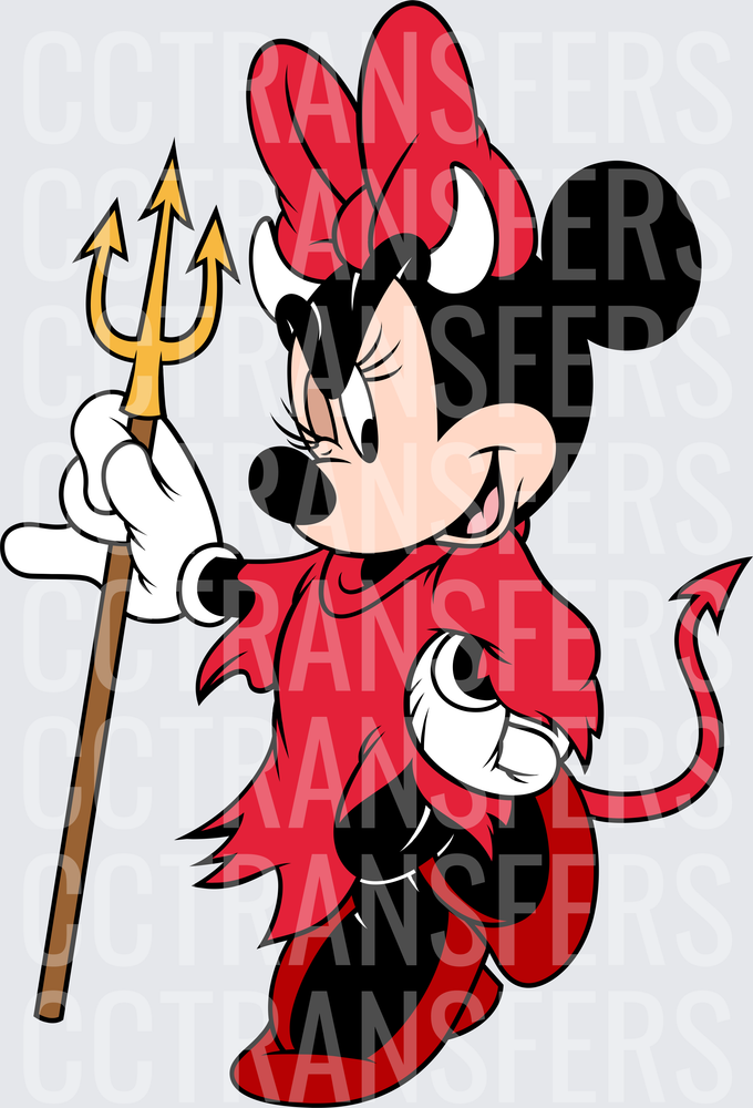 Cartoon Mouse Devil Costume Trident Halloween (DTF)