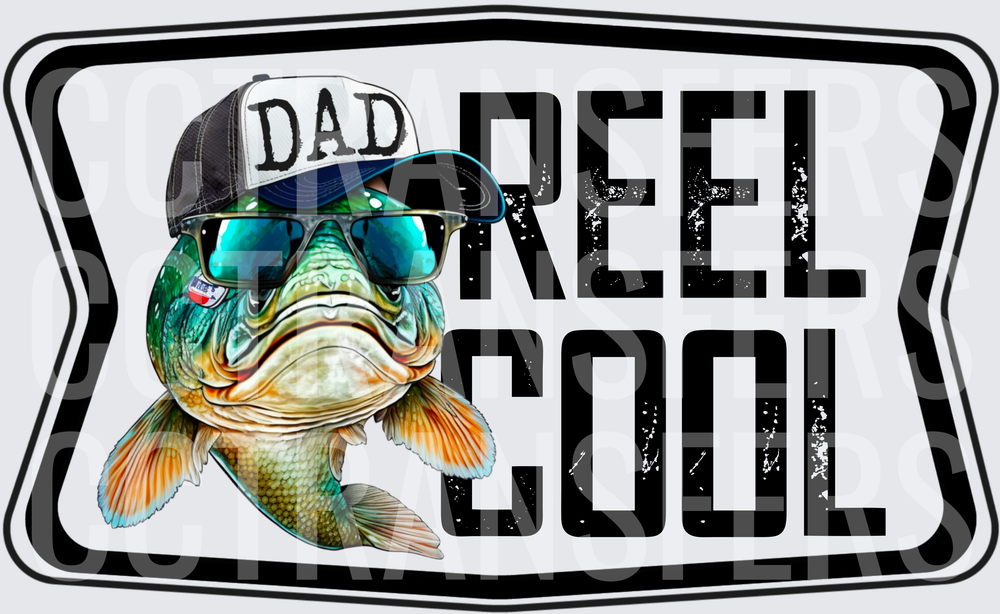 Reel Cool Dad Bass Fish Wearing Sunglasses Hat (DTF)