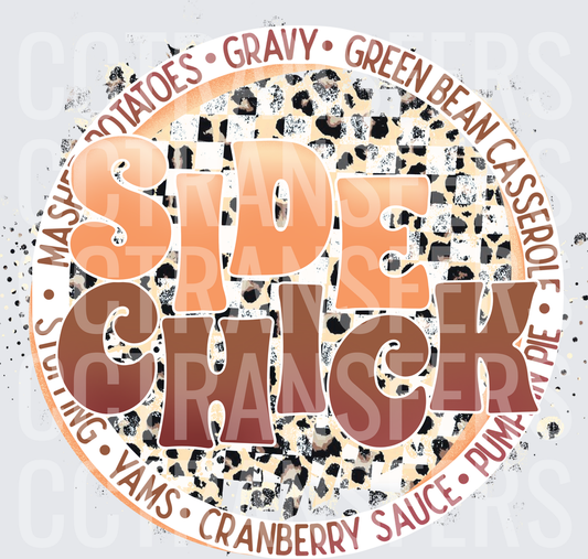Side Chick Thanksgiving Leopard Checkered Circle (DTF)