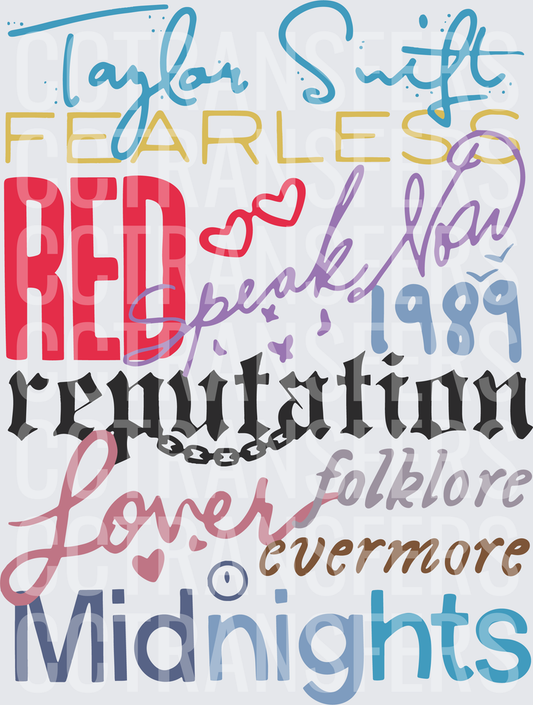 Pop Star Album Era Word Collage Typography Fan Art (DTF)
