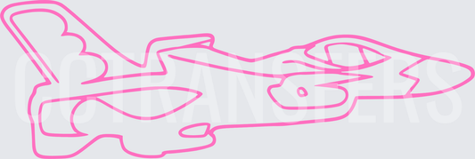 Pink Outline Fighter Jet Military Aircraft (DTF)