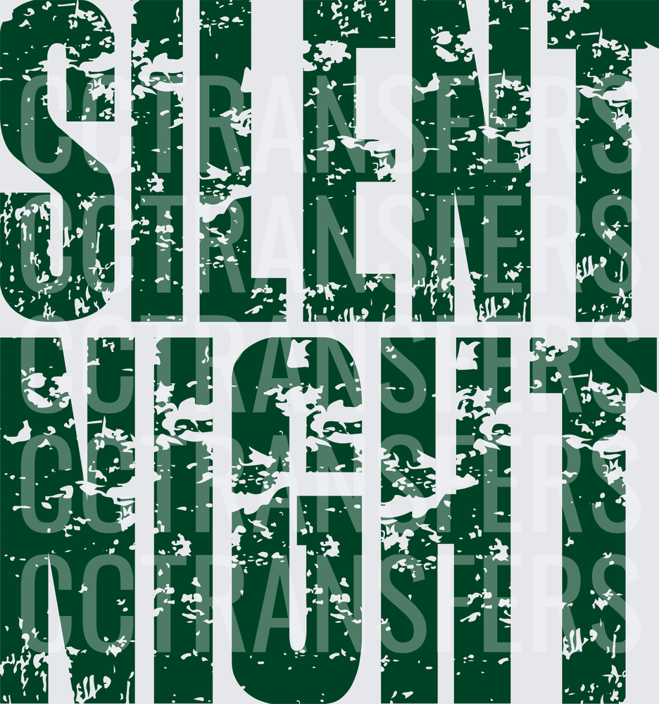 Silent Night Distressed Dark Green Bold Text (DTF)