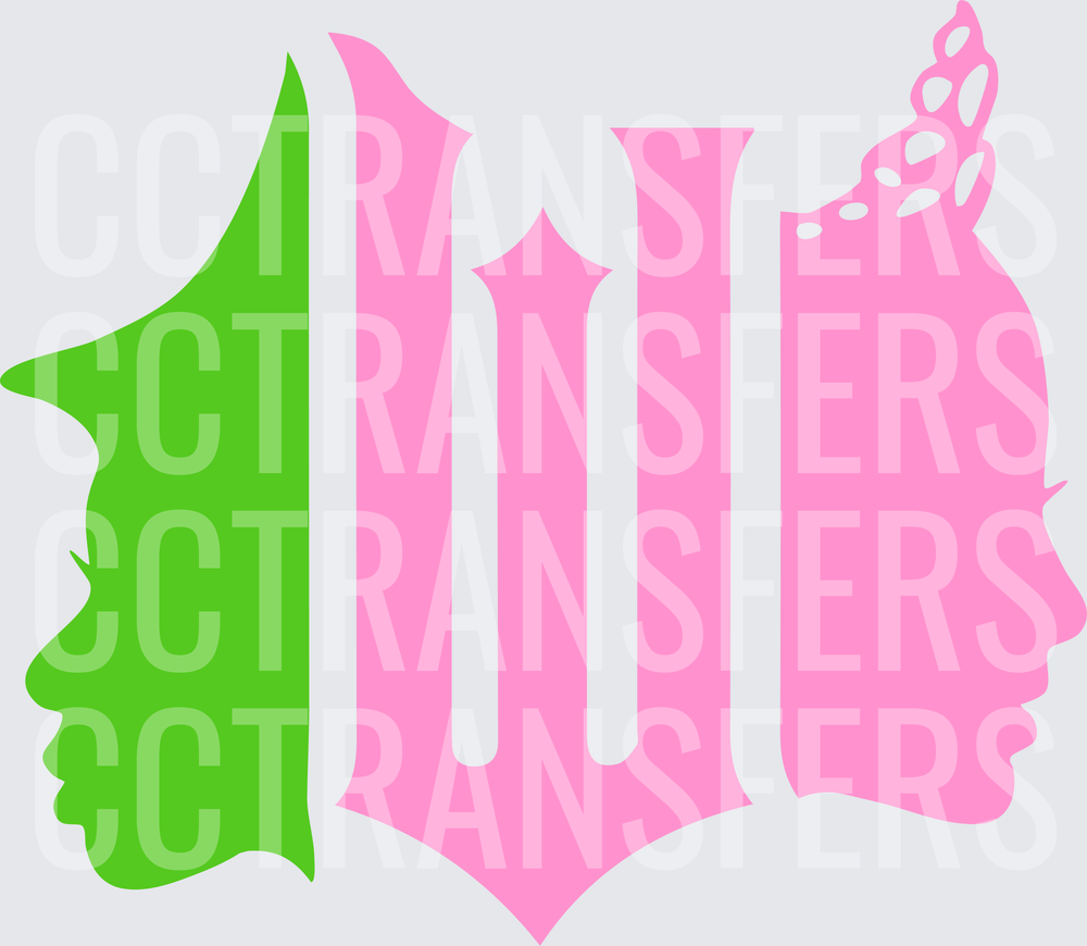 Green Witch and Pink Princess Silhouette Duo (DTF)