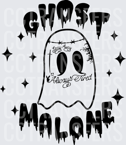 Ghost Malone Tattooed Spooky Ghost Always Tired (DTF)