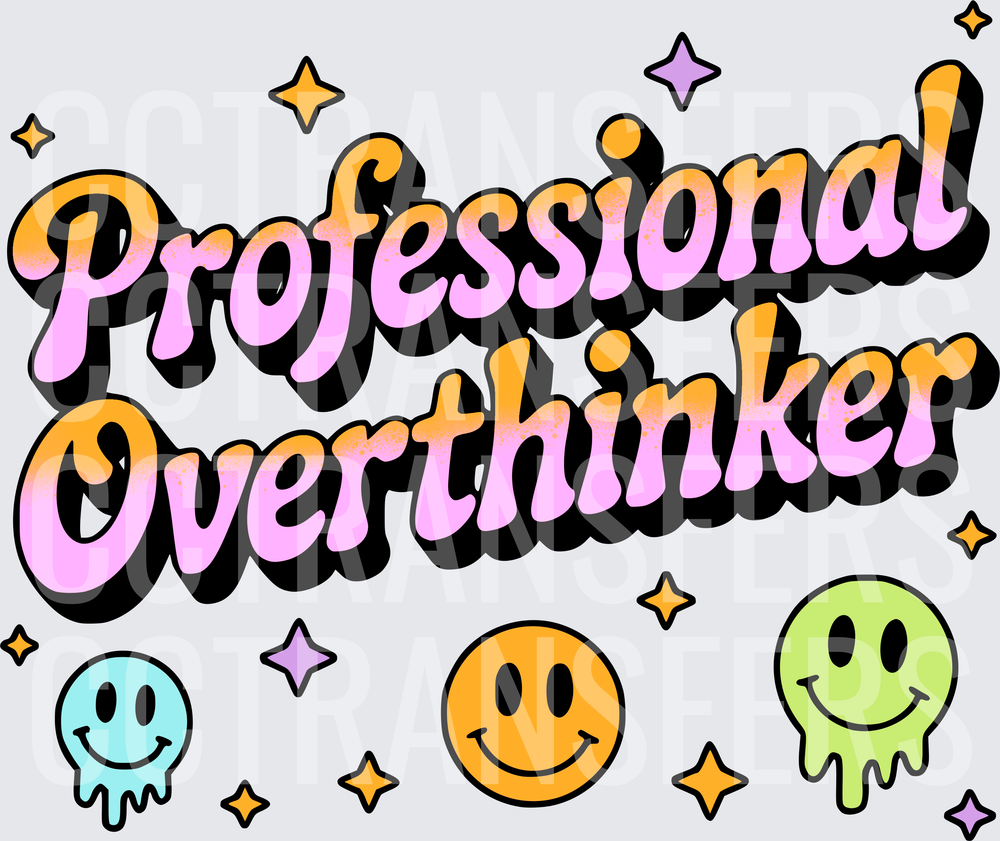 Professional Overthinker Retro Smiley Faces (DTF)