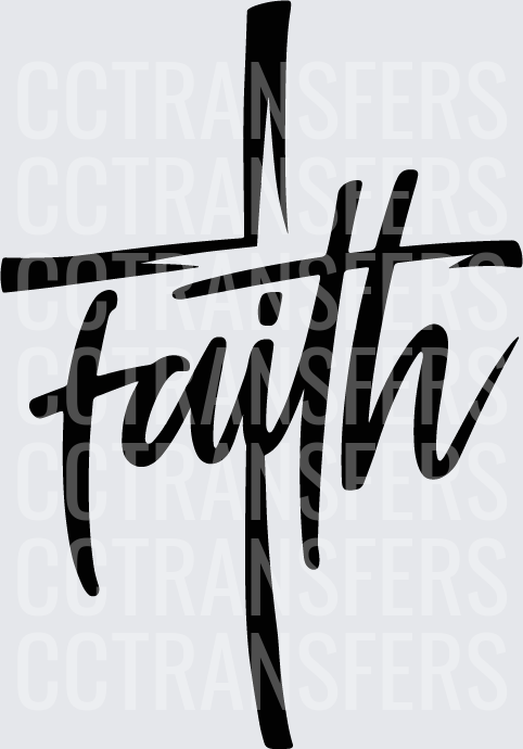 Faith Script Lettering with Christian Cross (DTF)