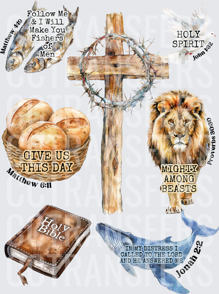 Christian Faith Bible Verse Watercolor Scripture Gang Sheet (DTF)