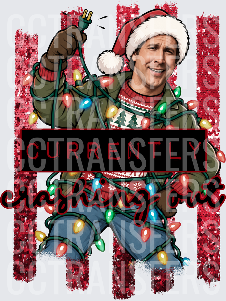 Currently Crashing Out Christmas Lights Man Santa Hat (DTF)