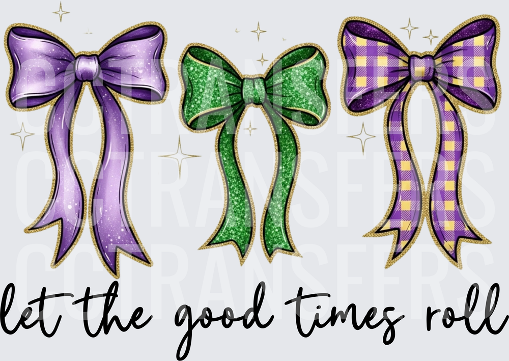 Mardi Gras Bows Let The Good Times Roll (DTF)