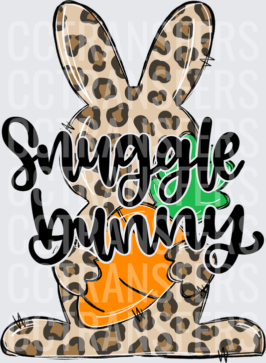 Snuggle Bunny Leopard Print Easter Bunny with Carrot (DTF)