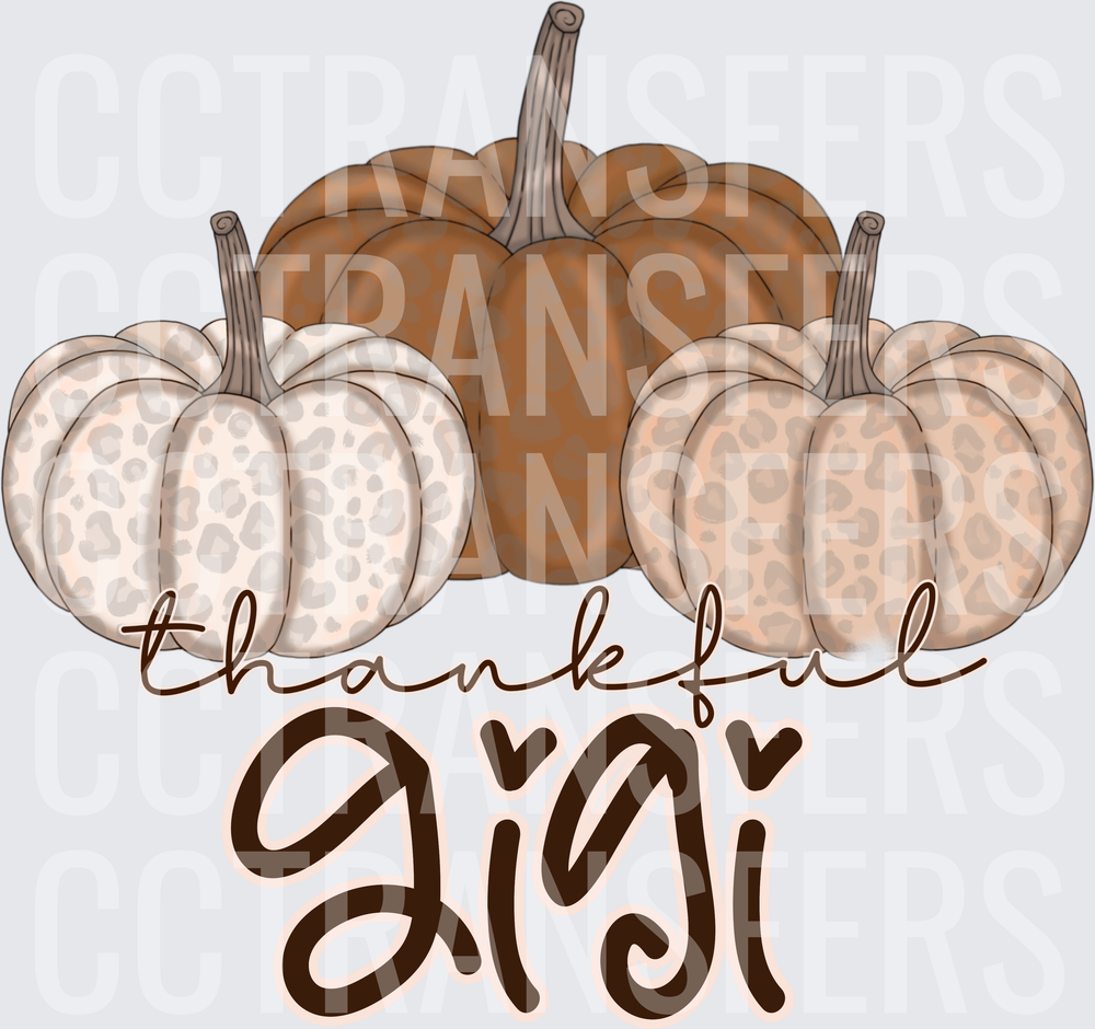 Thankful Gigi Leopard Print Pumpkins Fall (DTF)