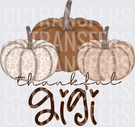 Thankful Gigi Leopard Print Pumpkins Fall (DTF)