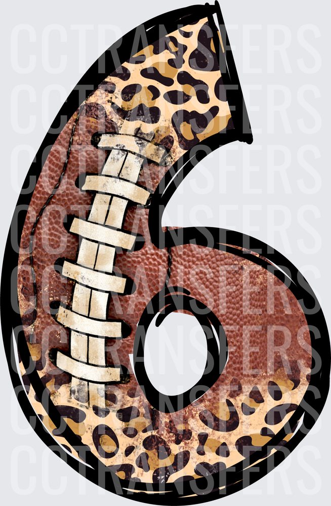 Football Texture Leopard Print Number 6 (DTF)