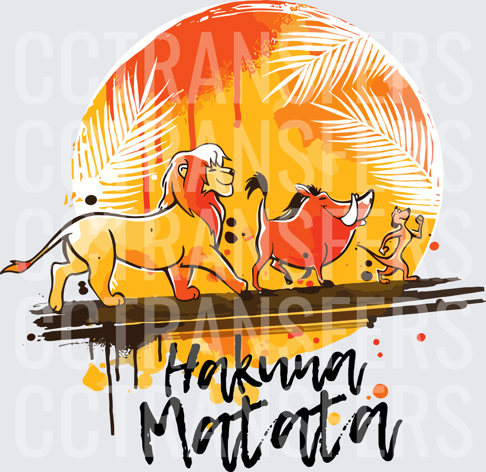 Hakuna Matata Lion Warthog Meerkat Sunset Safari (DTF)