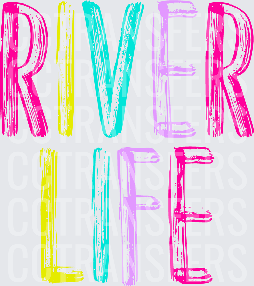 River Life Bold Colorful Brush Lettering (DTF)