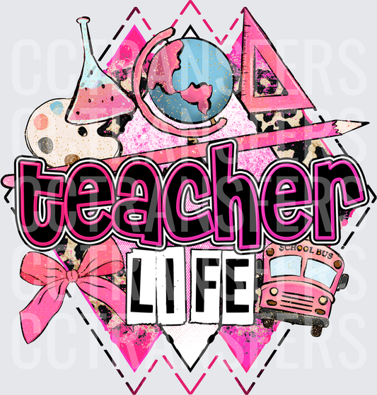 Teacher Life Pink Leopard School Icons (DTF)