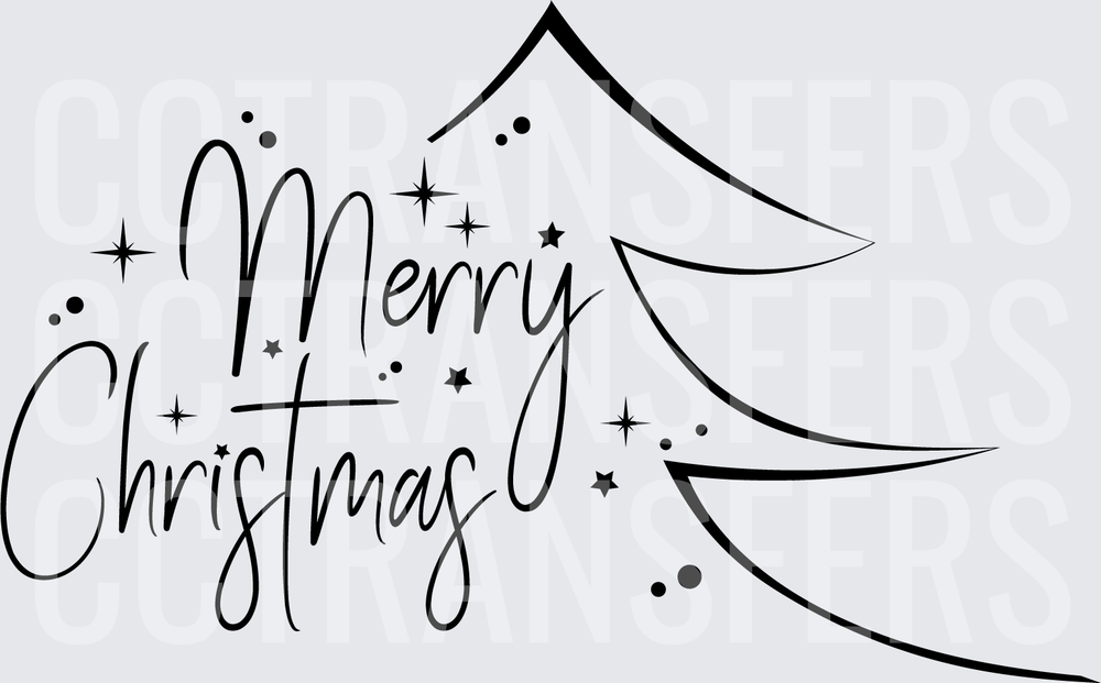 Merry Christmas Elegant Script Tree Stars (DTF)