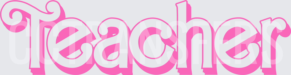 Pink Retro Doll-Style Teacher Text (DTF)