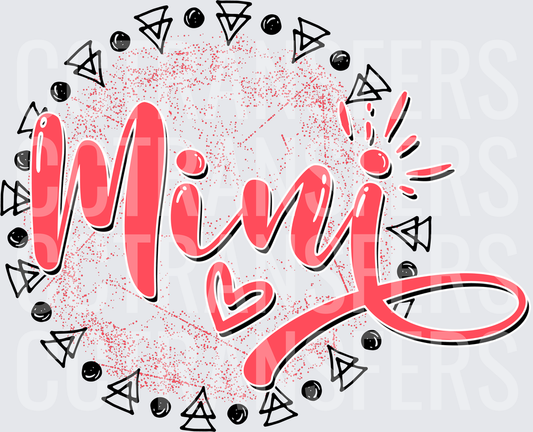 Mini Script Lettering with Triangle Circle Border (DTF)