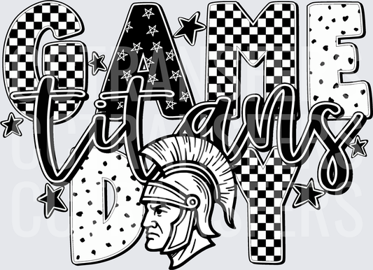 Game Day Titans Warrior Helmet Checkered Stars (DTF)