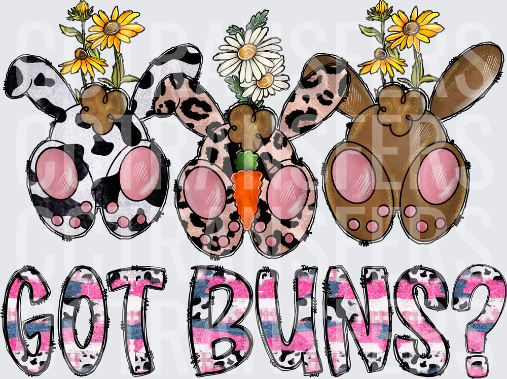 Got Buns Easter Bunny Bottoms Cow Leopard Print (DTF)