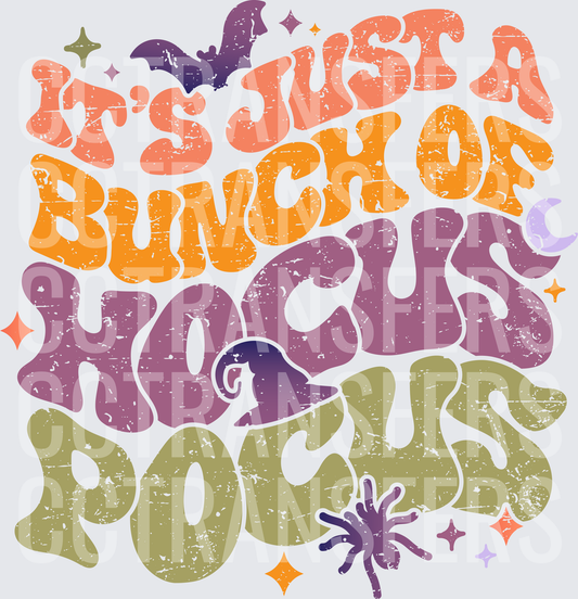 It's Just A Bunch Of Hocus Pocus Halloween Retro Groovy (DTF)