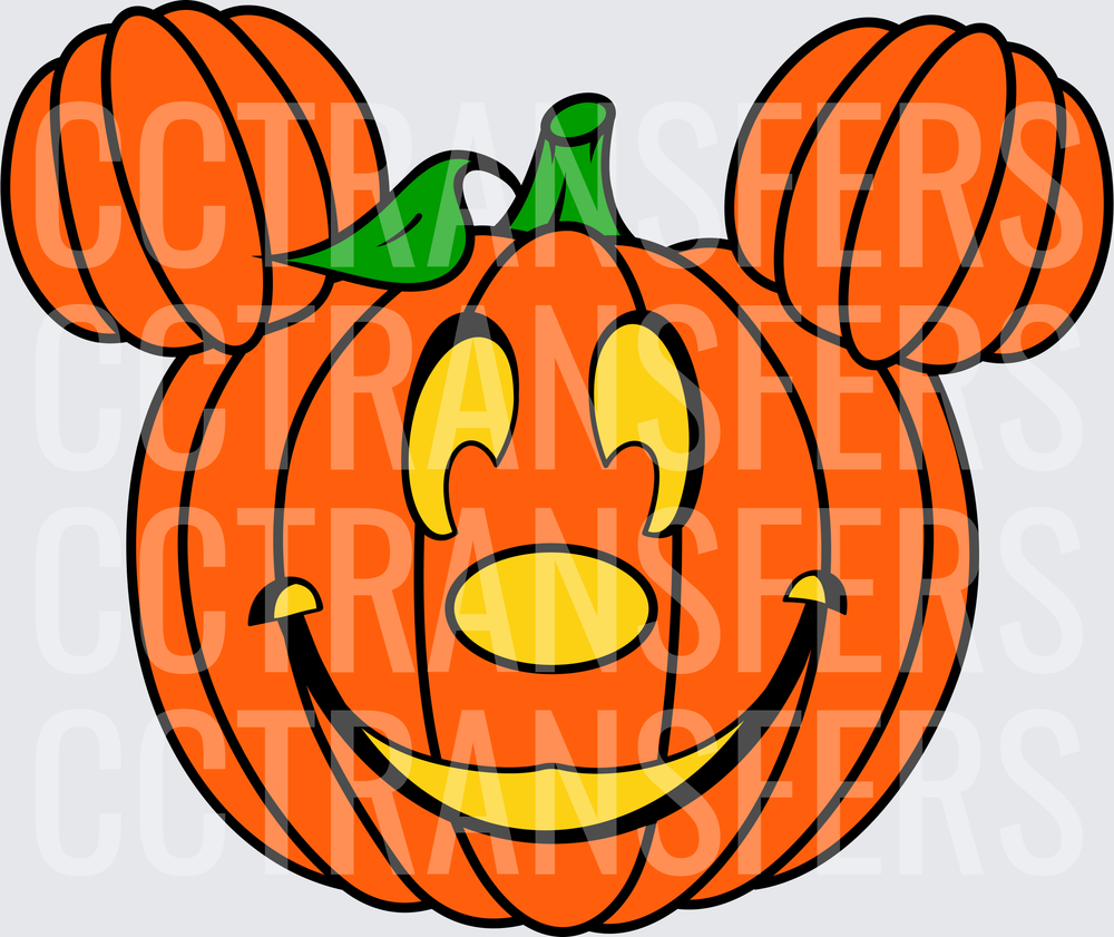 Smiling Halloween Pumpkin with Round Mouse Ears (DTF)