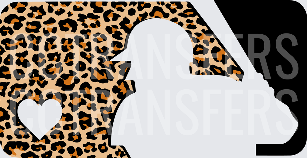 Leopard Print Baseball Batter Silhouette Heart (DTF)