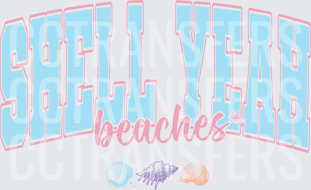 Shell Yeah Beaches Pastel Seashell Varsity (DTF)