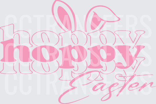 Hoppy Easter Bunny Ears Pink Typography Design (DTF)