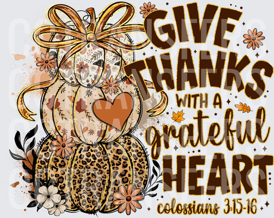 Give Thanks With A Grateful Heart Pumpkin Stack (DTF)