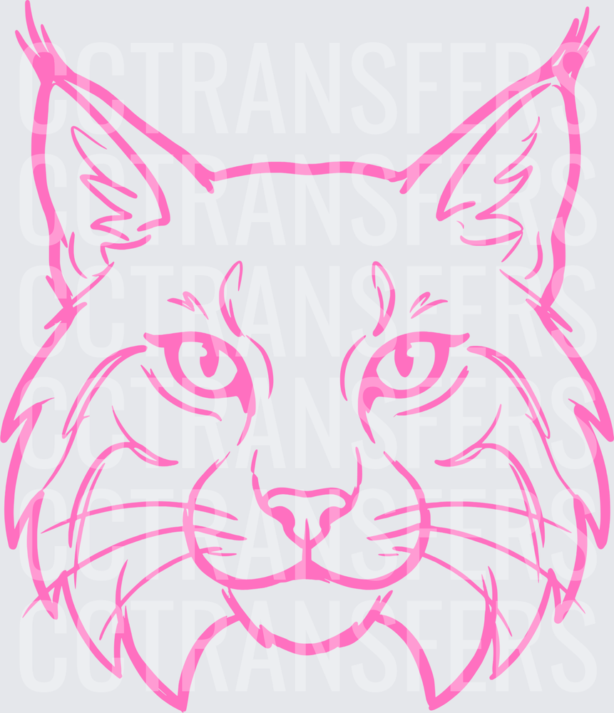 Pink Line Art Wildcat Face Portrait (DTF)