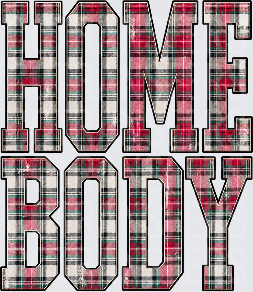 Homebody Red Green Plaid Varsity Block Letters (DTF)