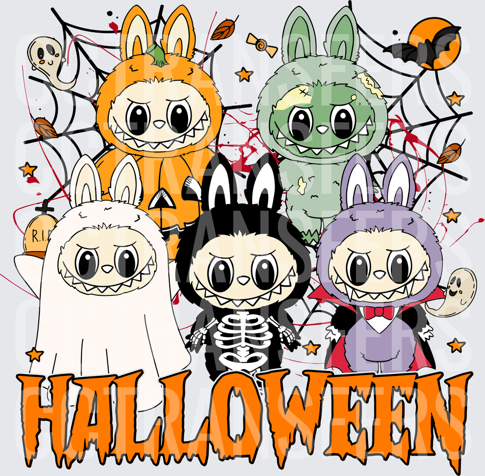 Kawaii Halloween Bunny Crew Ghost Skeleton Vampire DTF