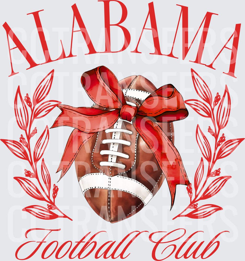 Alabama Football Club Red Bow Football Floral Wreath (DTF)