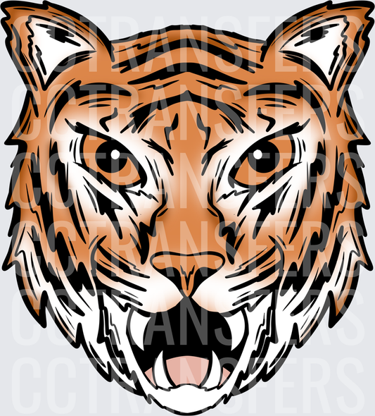 Fierce Roaring Tiger Face Bold Illustration (DTF)