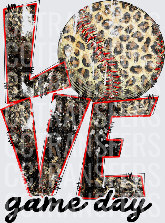 Leopard Print LOVE Baseball Game Day (DTF)
