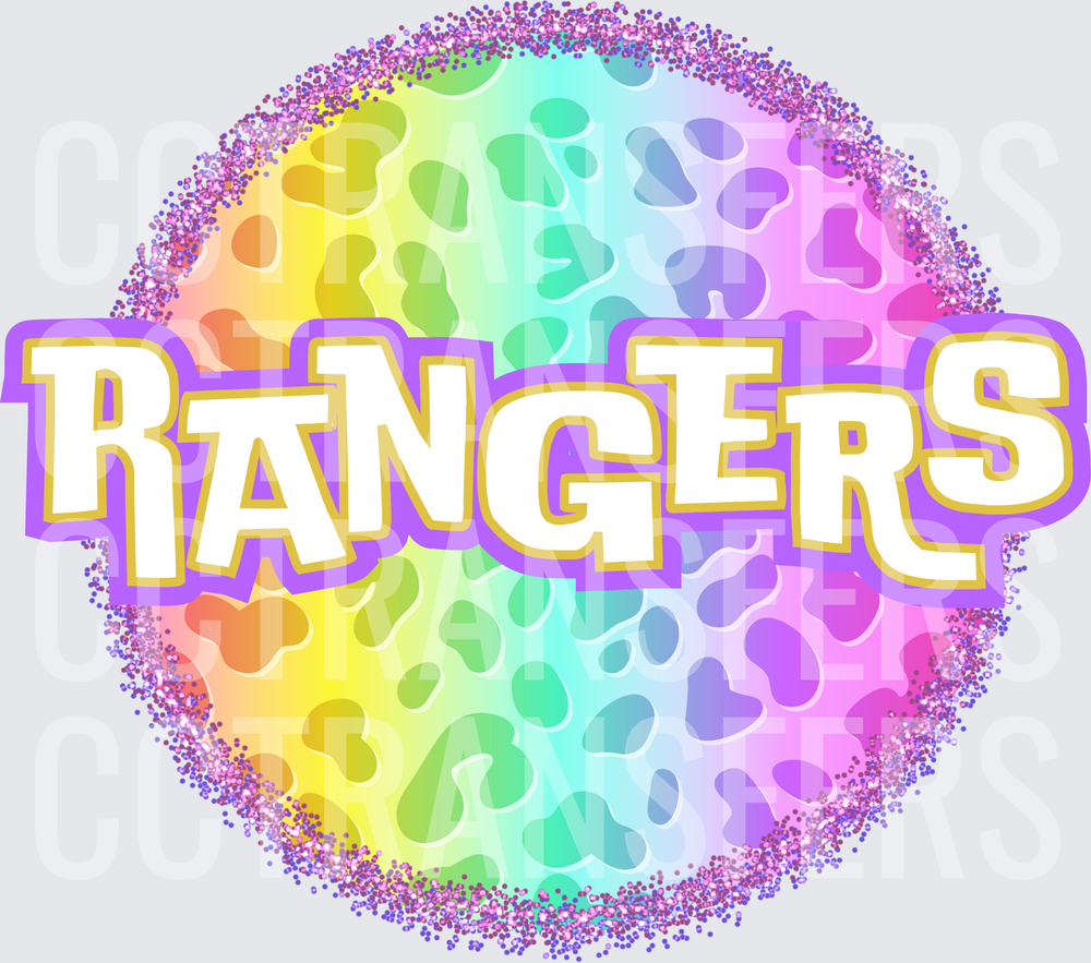 Rainbow Leopard Print Glitter Circle Rangers (DTF)