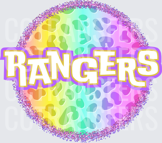 Rainbow Leopard Print Glitter Circle Rangers (DTF)