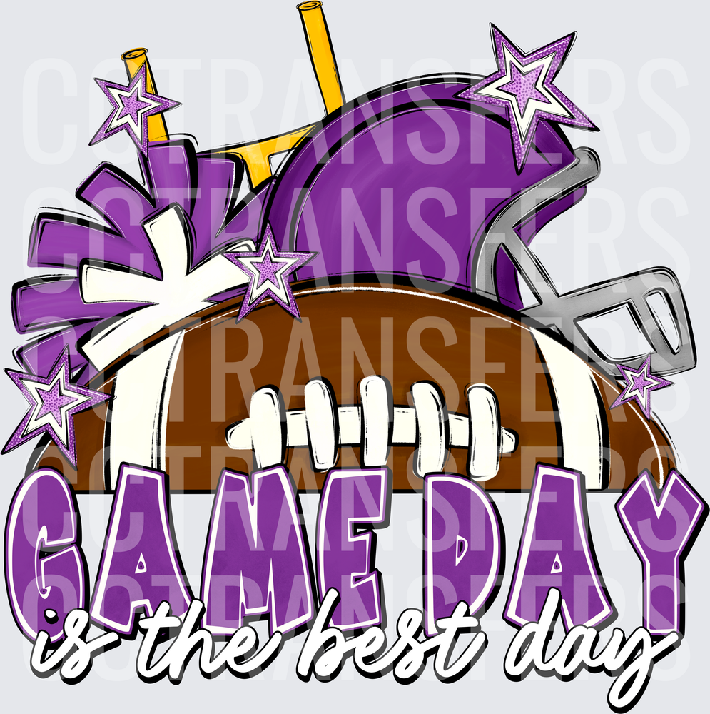 Game Day Is The Best Day Purple Gold Football Helmet (DTF)