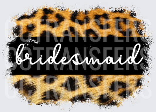 Bridesmaid Leopard Print Grunge Script (DTF)